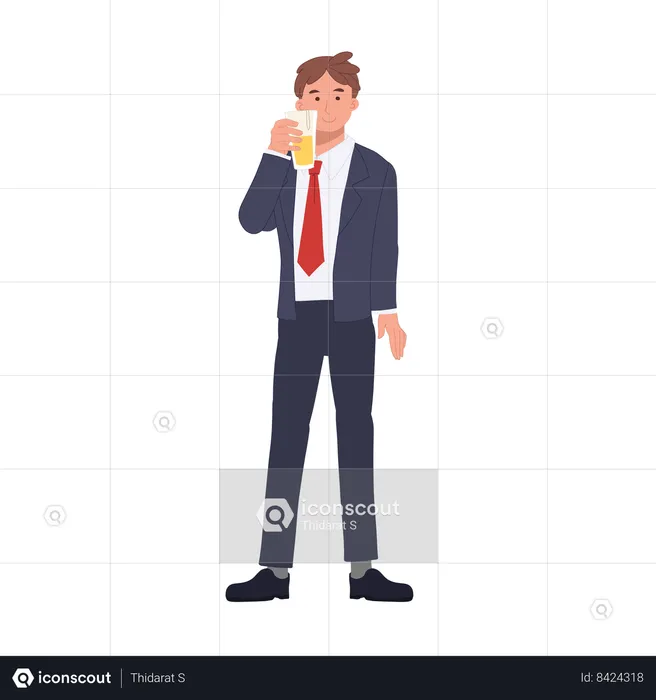 Businessman Toasting with Beer Mug  Illustration