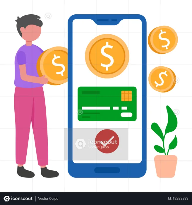Businessman Tops up Credit score  Illustration