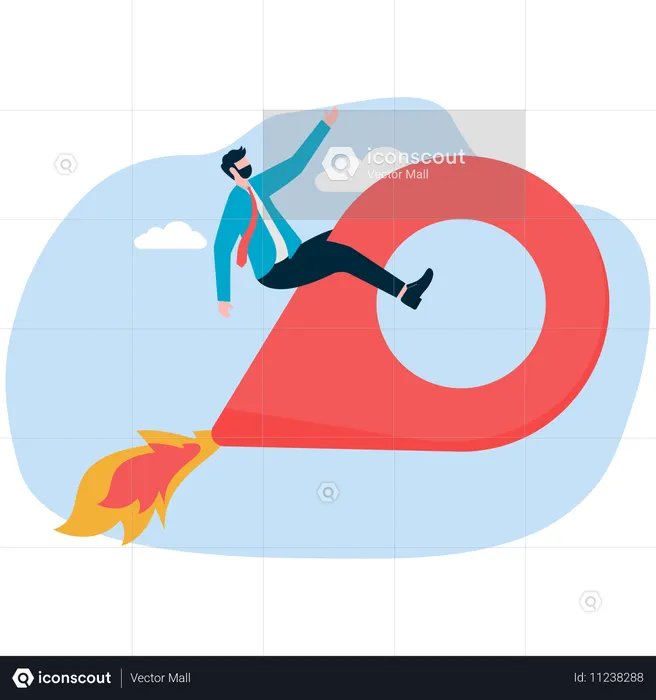 Businessman tracks  startup location  Illustration