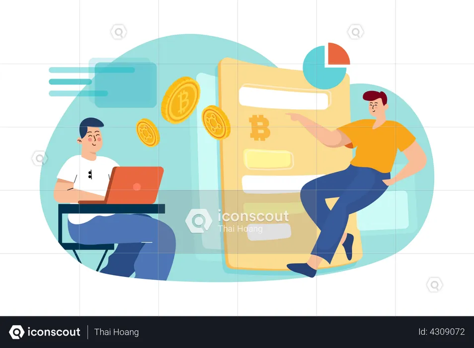 Businessman Trading Bitcoins  Illustration