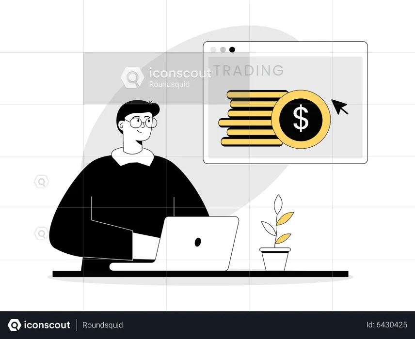 Businessman trading online  Illustration