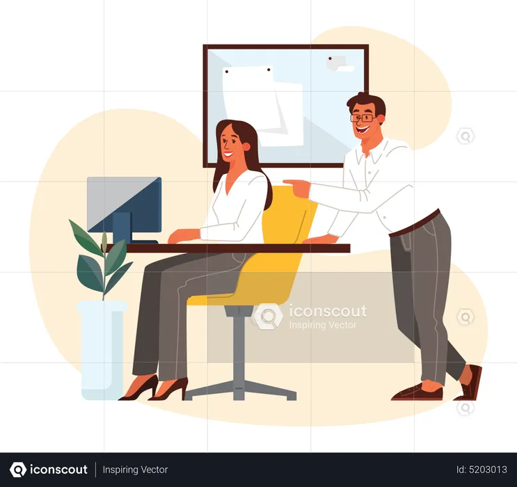 Businessman training new employee  Illustration