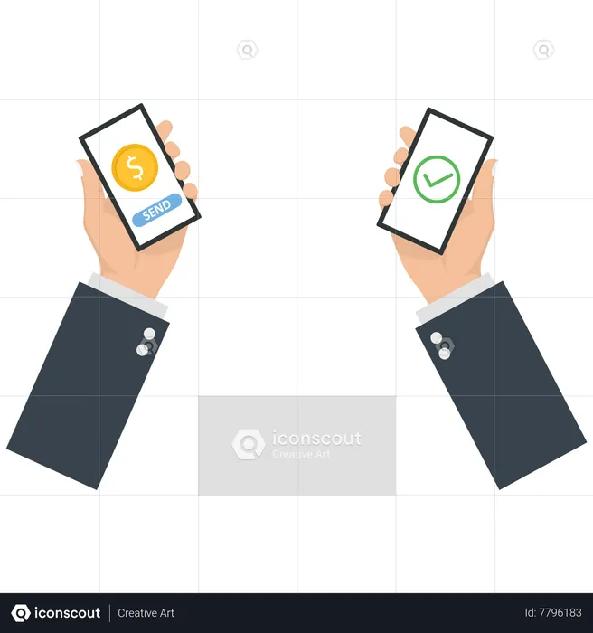 Businessman transfer a US dollar currency by mobile phone  Illustration