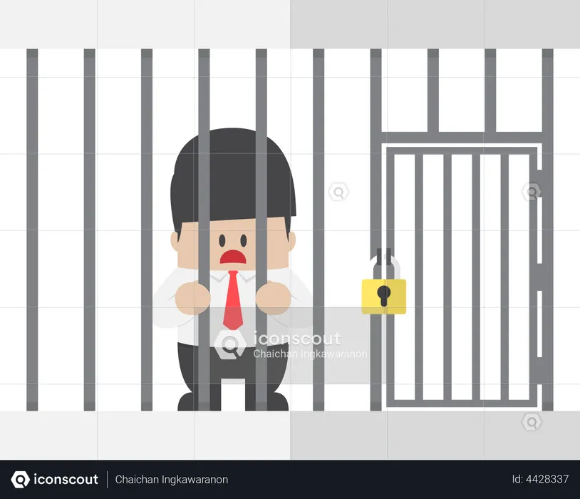 Businessman trapped in a cage  Illustration