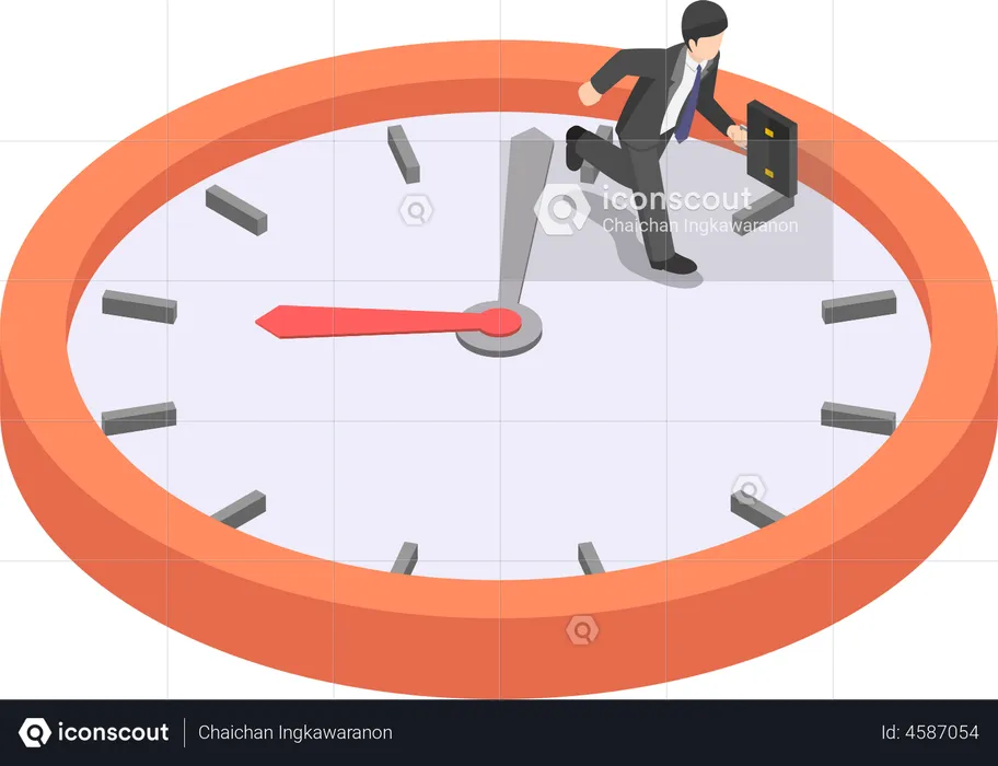 Businessman trapped in rush hour  Illustration