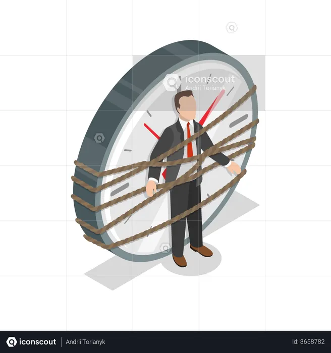 Businessman trapped in workload  Illustration