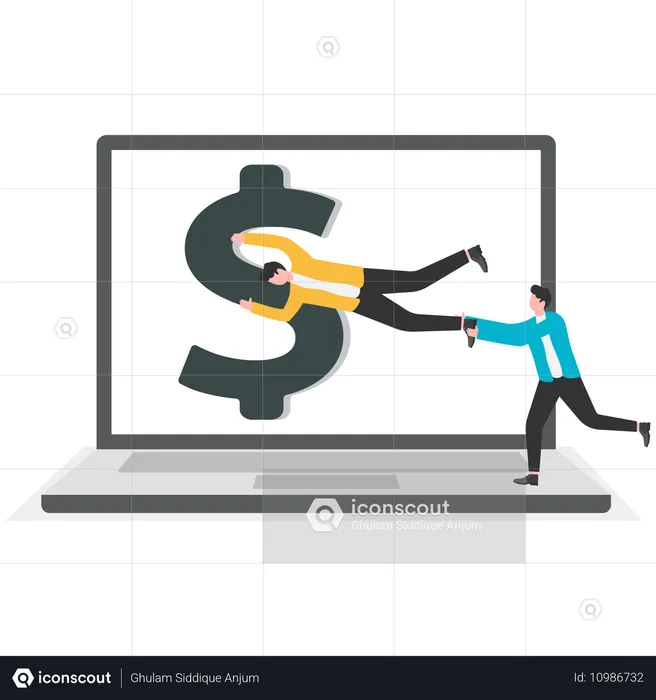 Businessman trapping in internet traps  Illustration