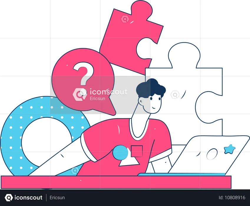 Businessman tries to resolve business puzzles  Illustration