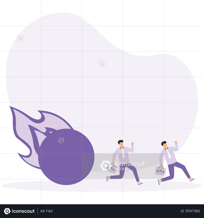 사업가는 큰 문제로부터 구하려고 노력합니다  일러스트레이션