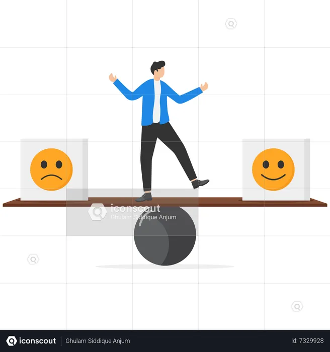 Businessman try to balancing his emotion  Illustration