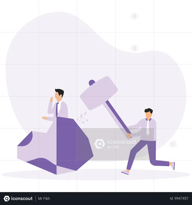 Businessman try to break ice  Illustration