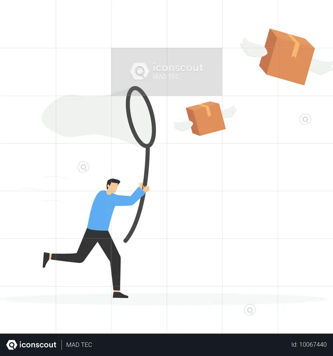 Businessman try to catch business target  Illustration