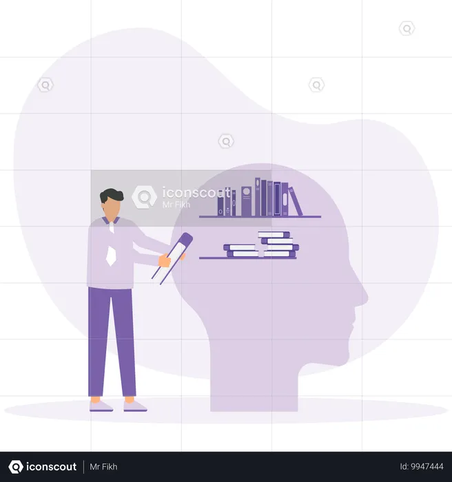 Businessman try to develop his mind  Illustration