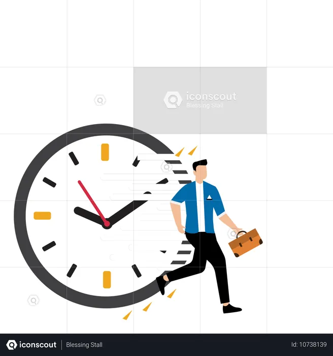 Businessman Trying To Achieve Pending Deadlines  Illustration