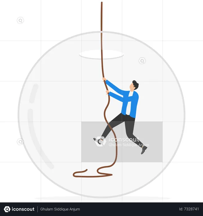 Businessman trying to break out of his comfort zone  Illustration
