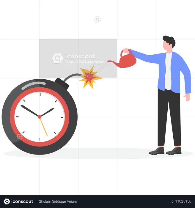 Businessman trying to catch deadline  Illustration