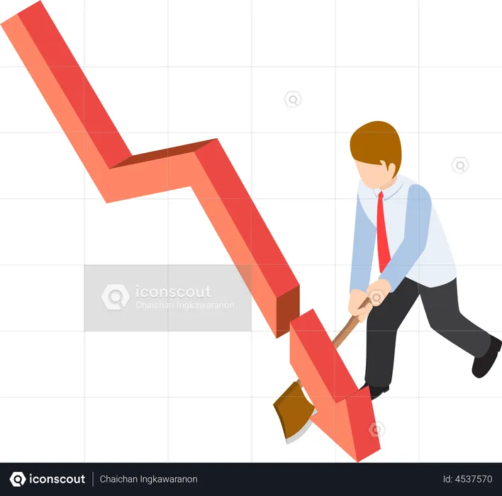 Businessman trying to cut losses  Illustration