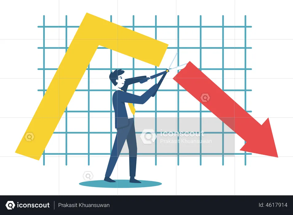 Businessman trying to cut losses  Illustration