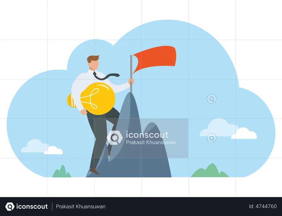 Businessman trying to find new business ideas  Illustration