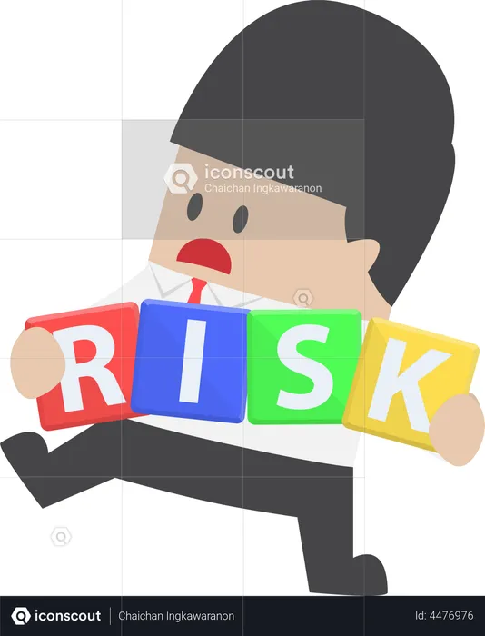 Businessman trying to manage risk block  Illustration