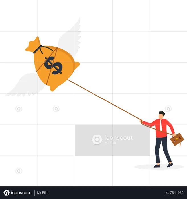 Businessman trying to Pull the dollar sack  Illustration