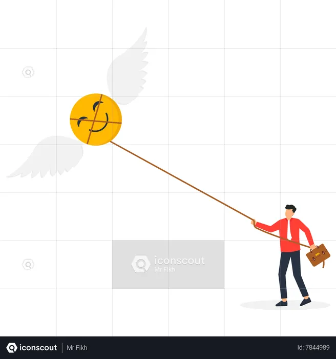 Businessman trying to Pull the emotion  Illustration