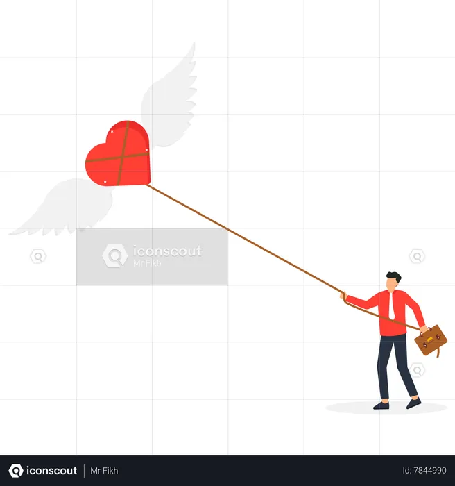 Businessman trying to Pull the heart  Illustration