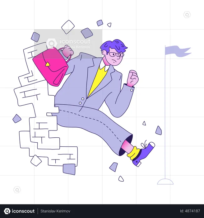 Businessman trying to reach business target  Illustration