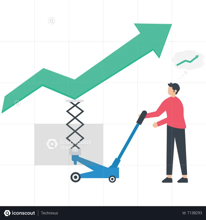 Businessman trying to repair the graph  Illustration