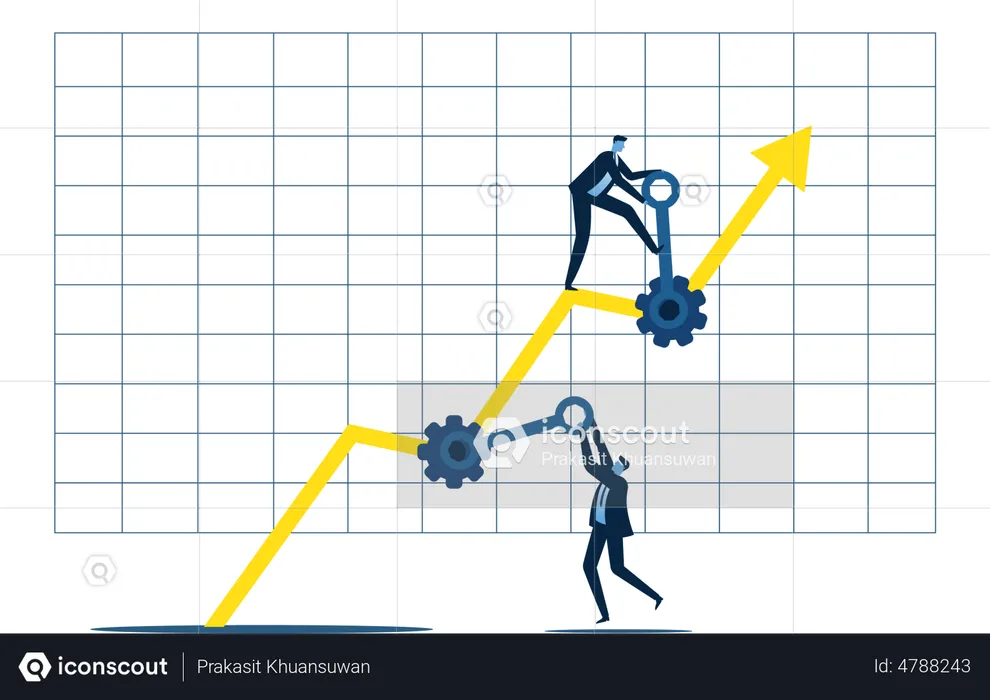 Businessman trying to solve business problem  Illustration