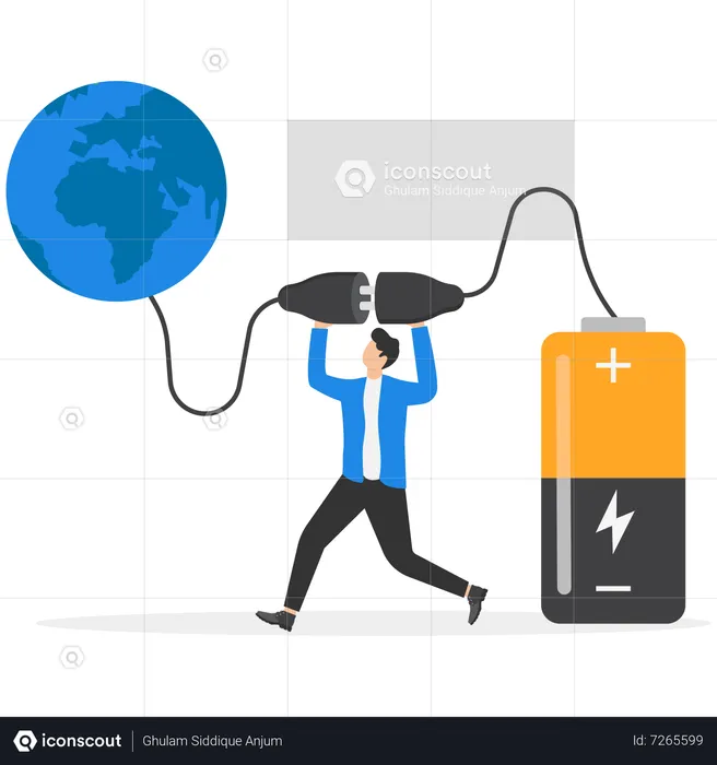 Businessman turn off electricity  Illustration