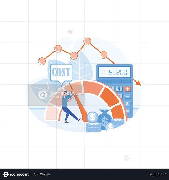 Businessman turning down cost  Illustration