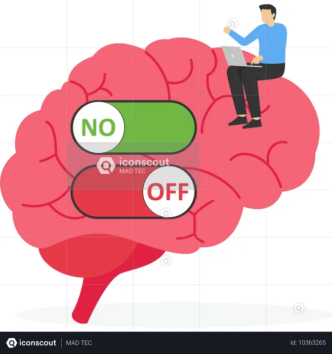 ビジネスマンは脳のスイッチをオンまたはオフにする  イラスト