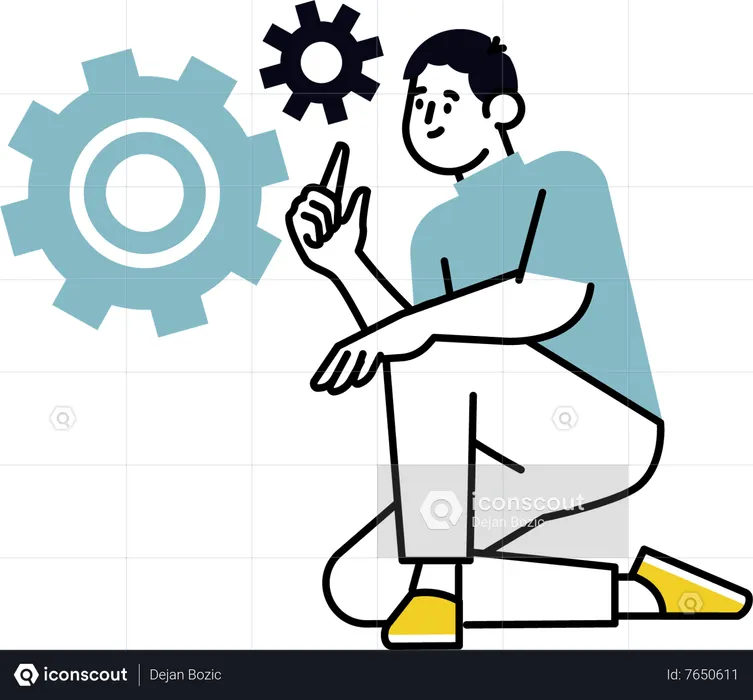 Businessman tweaking business management  Illustration