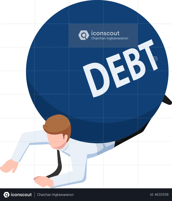 Businessman under debt  Illustration