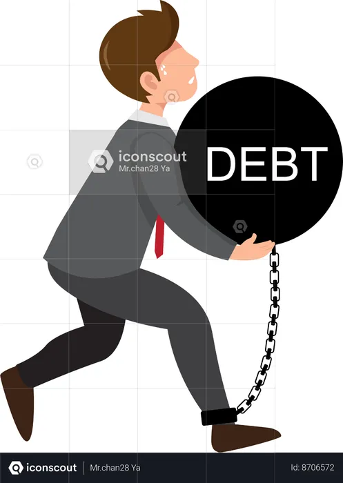 Businessman under debts  Illustration