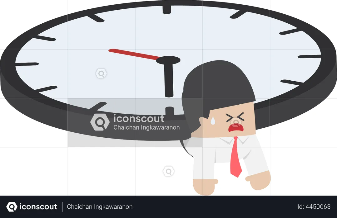 Businessman under the big clock  Illustration