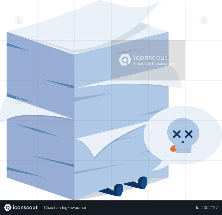 Businessman under the stack of paper  Illustration