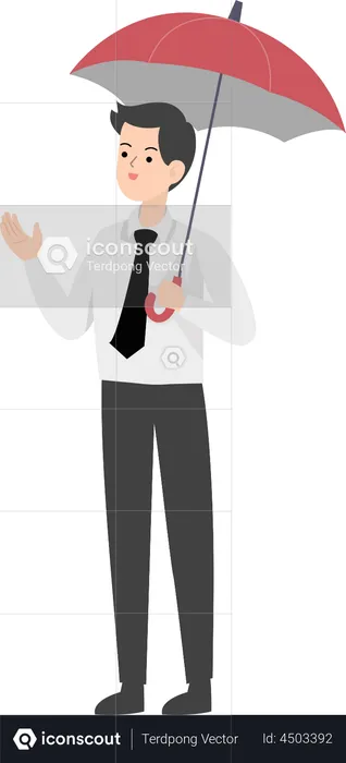 Businessman under umbrella  Illustration