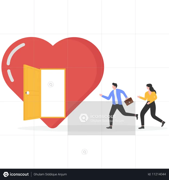 Businessman unlocking heart door  Illustration