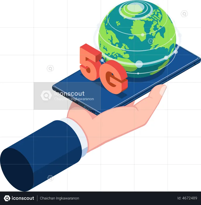 Businessman using 5G internet connectivity  Illustration