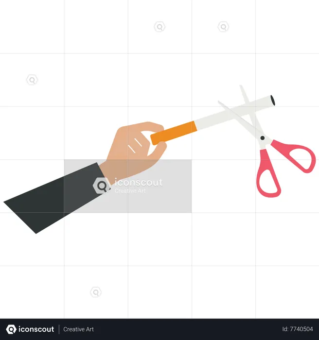 Businessman using a scissor cut a cigarette  Illustration