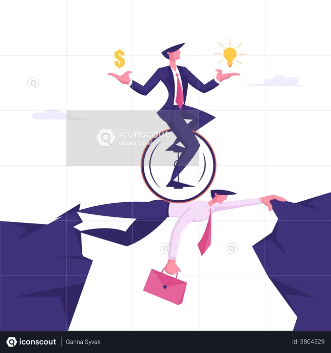 Businessman using business strategy to earn money  Illustration