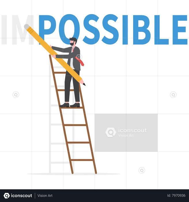Businessman using eraser to delete im from impossible  Illustration
