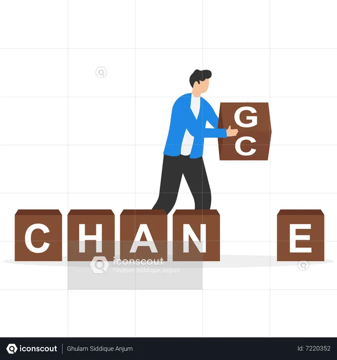 Businessman using eraser to erase alphabet from change to be chance  Illustration