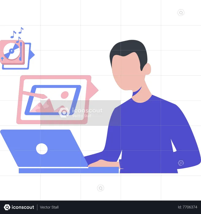 Businessman using laptop  Illustration