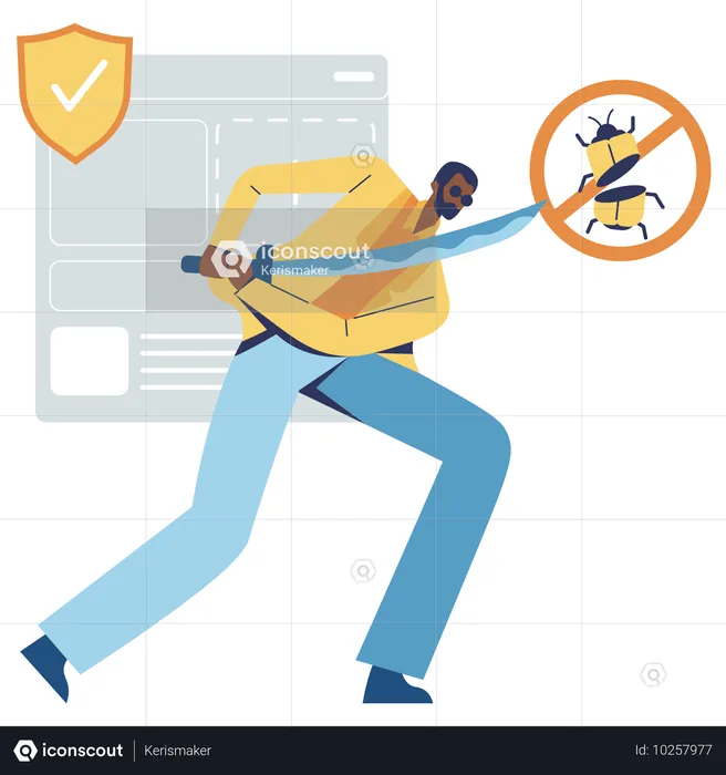 Businessman using malware protection for website  Illustration