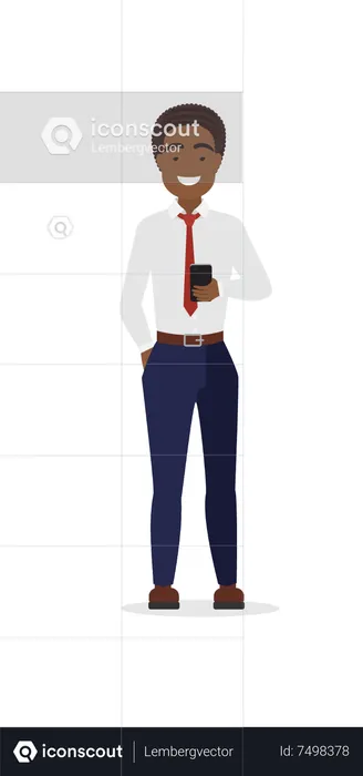 Businessman Using Mobile  Illustration