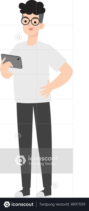 Businessman Using mobile  Illustration