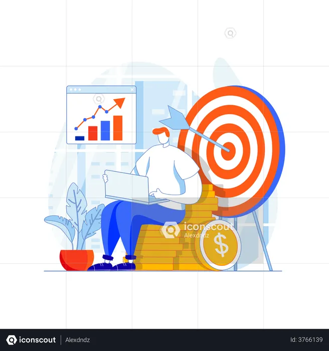 Businessman using money growth strategy  Illustration